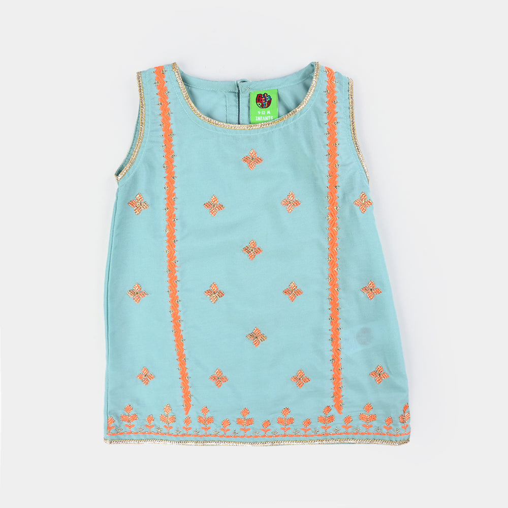 Infant Girls poly cambric Fancy 2Pcs Little Neon-Mint Green
