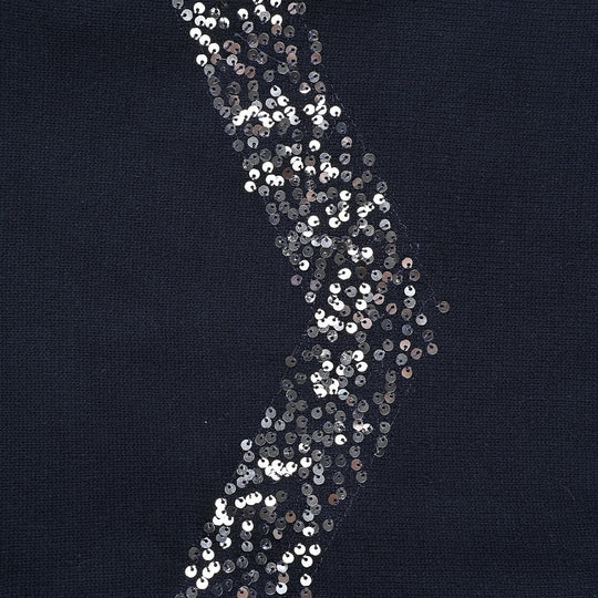 Girls Cotton Full Sleeves Sweater sequins- Black