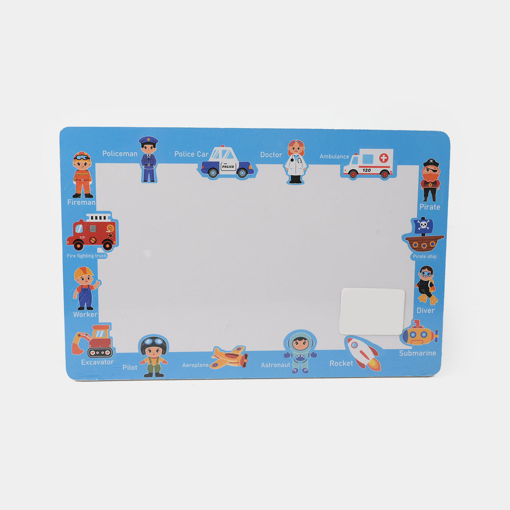 Wooden 2-Sided Sheet with Whiteboard & Removable Pieces