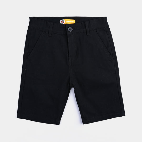 Boys Cotton Twill Basic Short-BLACK