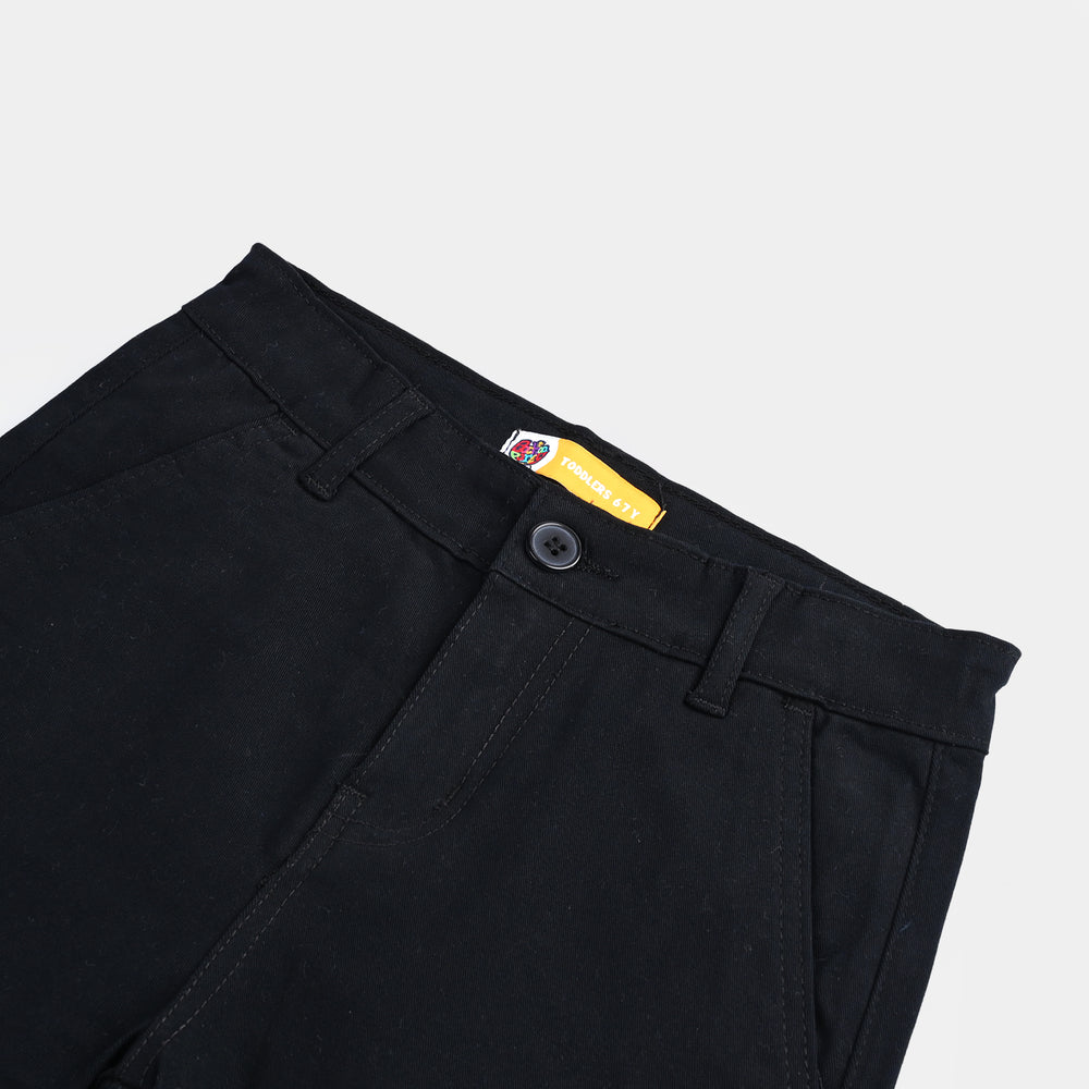 Boys Cotton Twill Basic Short-BLACK
