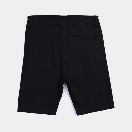 Boys Cotton Twill Basic Short-BLACK