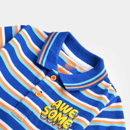 Infant Boys Jumbo Pique Polo Awesome-Striper