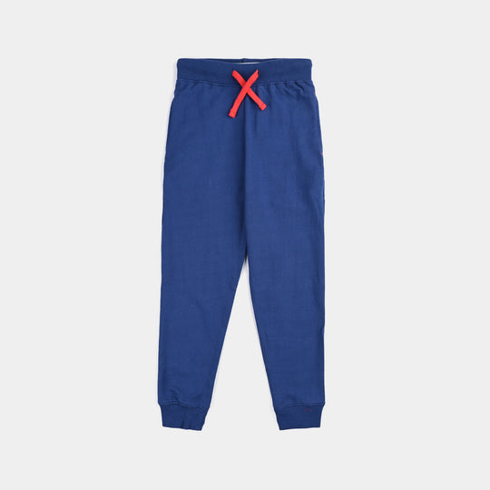 Boys Cotton Terry Pyjama Basic-Navy Blue
