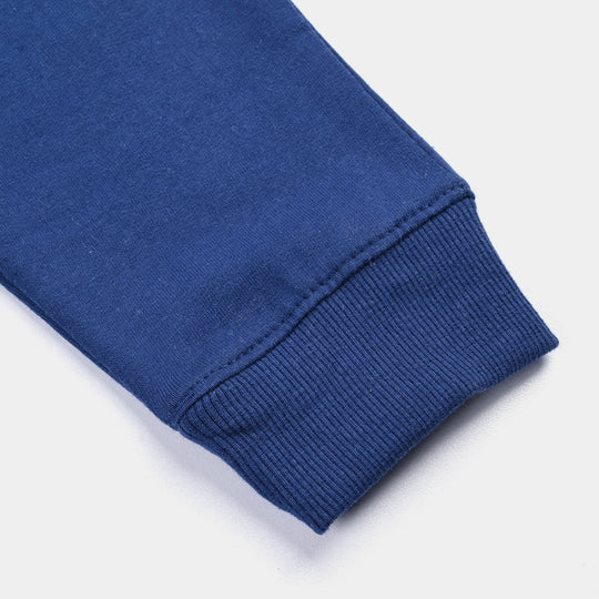 Boys Cotton Terry Pyjama Basic-Navy Blue