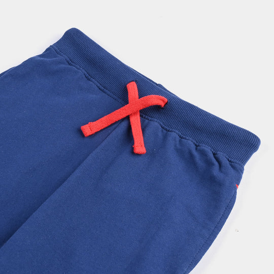 Boys Cotton Terry Pyjama Basic-Navy Blue