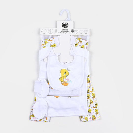 Infant Girls Cotton Interlock 6 Piece Set-White