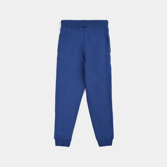 Boys Cotton Terry Pyjama Basic-Navy Blue