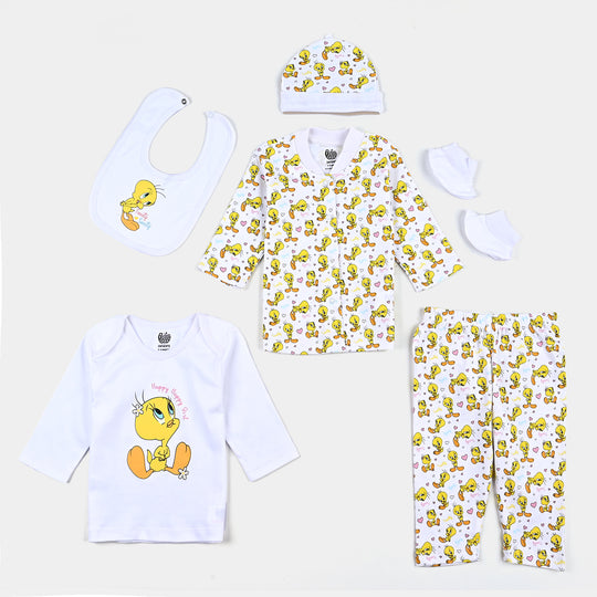 Infant Girls Cotton Interlock 6 Piece Set-White