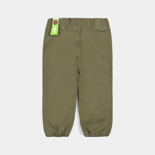 Infant Boys Cotton Twill Pant Smiley-Rifle Green