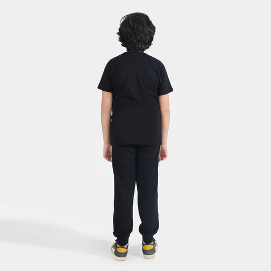 Boys Jersey/Terry 2 Piece Suit-Jet Black