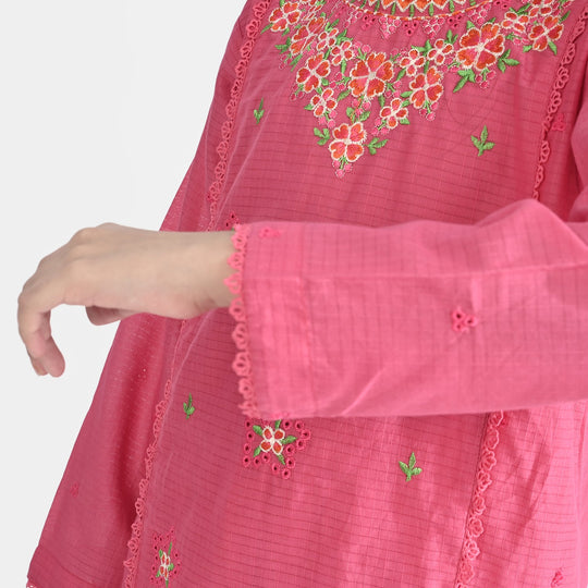 Girls Cotton Emb 2Pcs Petal-Pink