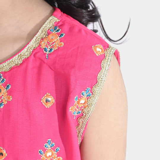 Girls Raw Silk 3 Pcs Bahar-Pink