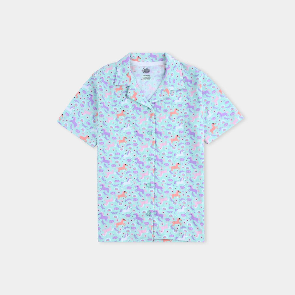 Infant Girls Drop needle Knitted Nightwear-Printed
