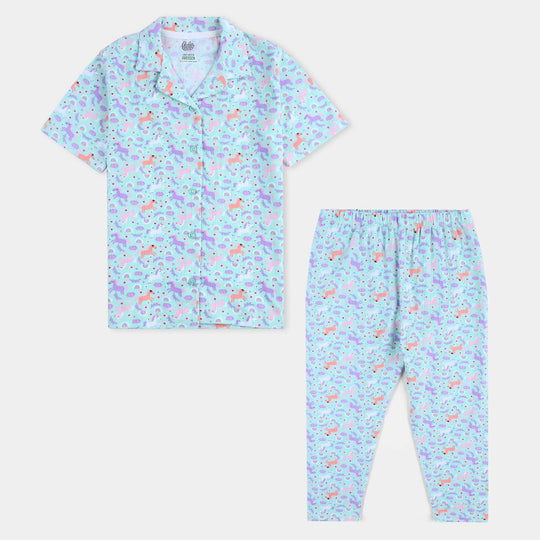 Infant Girls Drop needle Knitted Nightwear-Printed