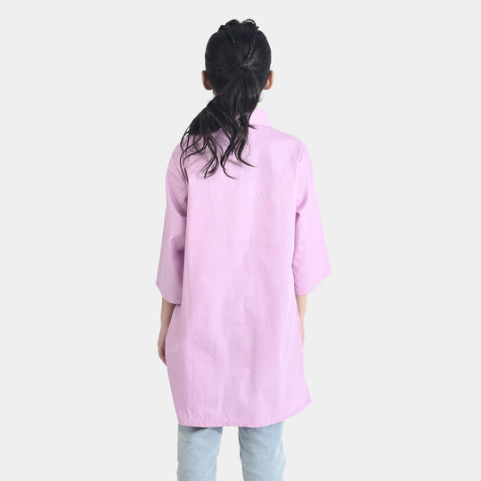 Girls Cotton Emb Top Bow