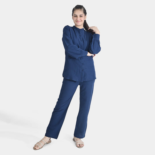Teens Girls Poly Cotton Navy CO-Ord Set-NAVY