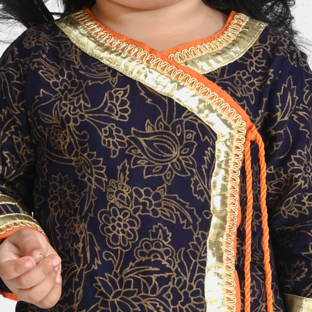 Infant Girls Raw Silk 3Pcs Junoon-Purple