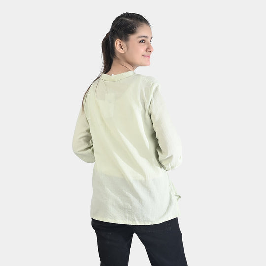 Teen Girls Cotton Casual Tops-LT.Green