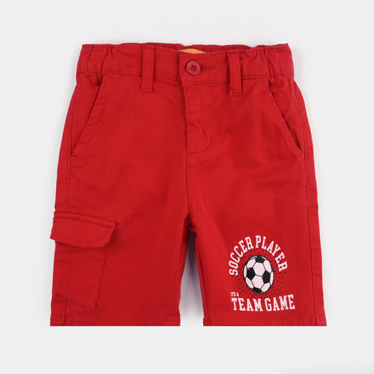 Boys Denim Stretch Twill Short Team Game-RED