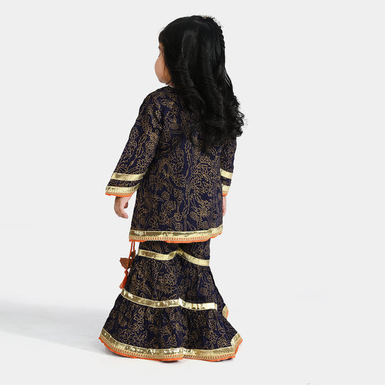 Infant Girls Raw Silk 3Pcs Junoon-Purple