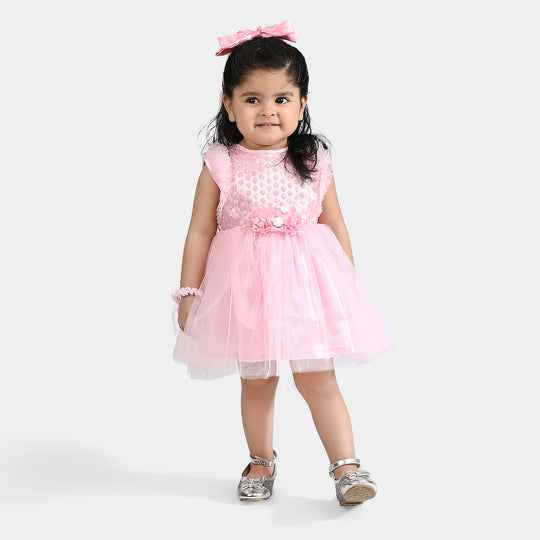 Infant Girl Net Fancy Frock Dreamy-Pink