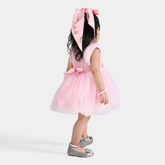 Infant Girl Net Fancy Frock Dreamy-Pink