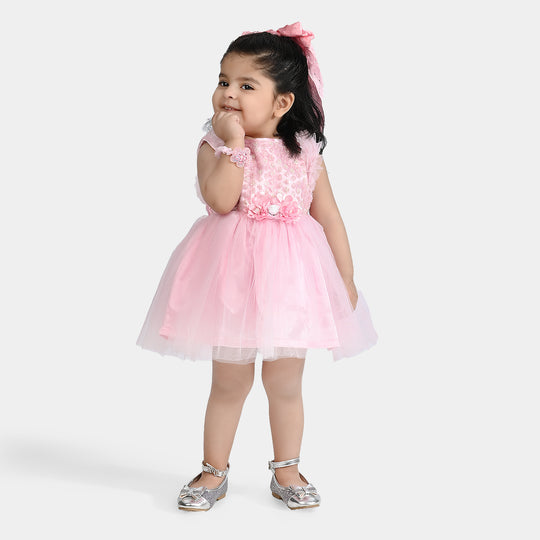 Infant Girl Net Fancy Frock Dreamy-Pink