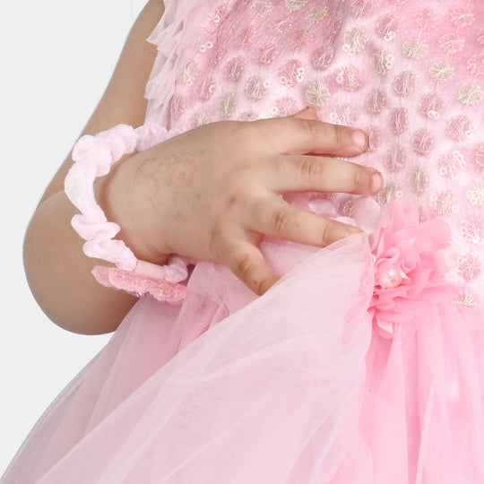 Infant Girl Net Fancy Frock Dreamy-Pink