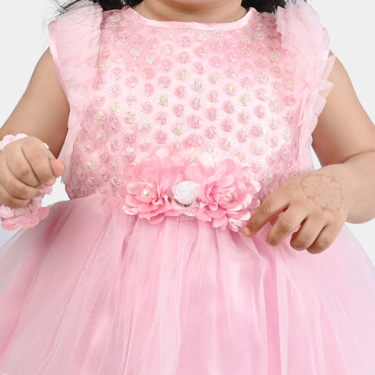 Infant Girl Net Fancy Frock Dreamy-Pink