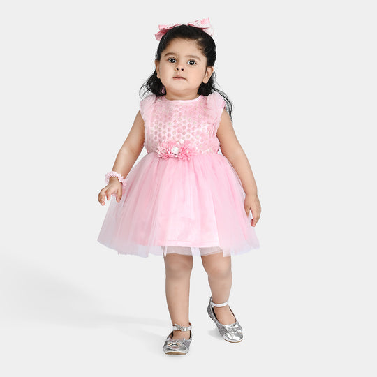 Infant Girl Net Fancy Frock Dreamy-Pink