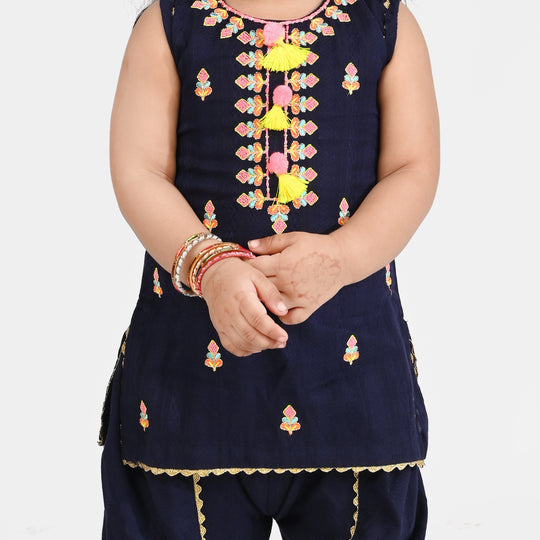 Infant Girls Cotton Emb 2Pcs Little Pop-Navy Blue