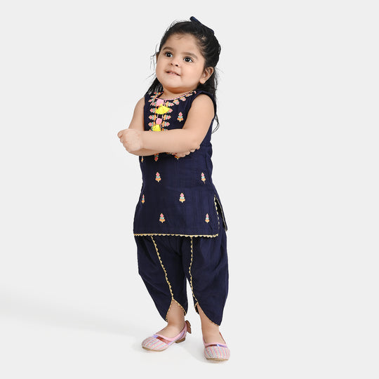 Infant Girls Cotton Emb 2Pcs Little Pop-Navy Blue
