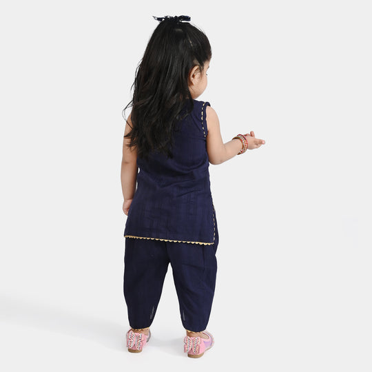 Infant Girls Cotton Emb 2Pcs Little Pop-Navy Blue