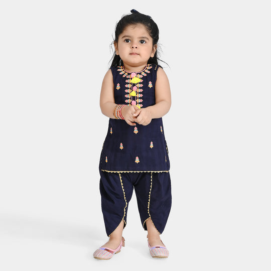 Infant Girls Cotton Emb 2Pcs Little Pop-Navy Blue