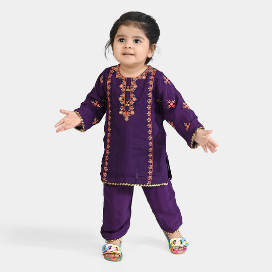 Infant Girls Raw Silk 3 Pcs Huns-E-Jahaan-Purple