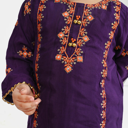 Infant Girls Raw Silk 3 Pcs Huns-E-Jahaan-Purple