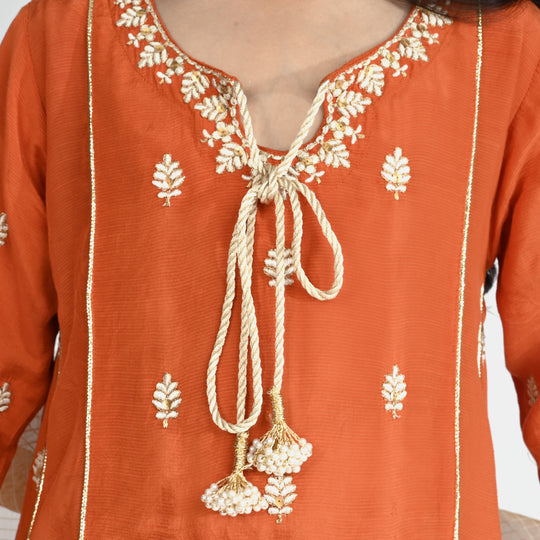Girs Raw Silk 3Pcs Suit Khwahish-Rust