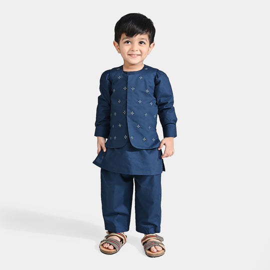 Infant Boys Cotton Poplin 3 Piece Suit (Chin Funk)-T/Blue
