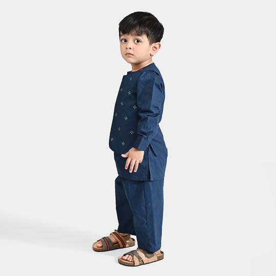 Infant Boys Cotton Poplin 3 Piece Suit (Chin Funk)-T/Blue