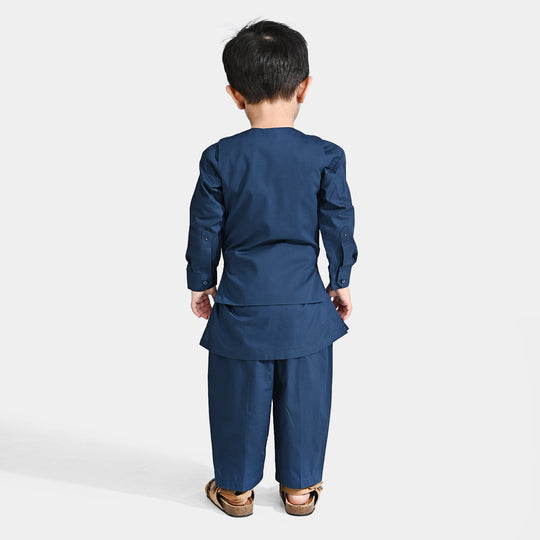 Infant Boys Cotton Poplin 3 Piece Suit (Chin Funk)-T/Blue