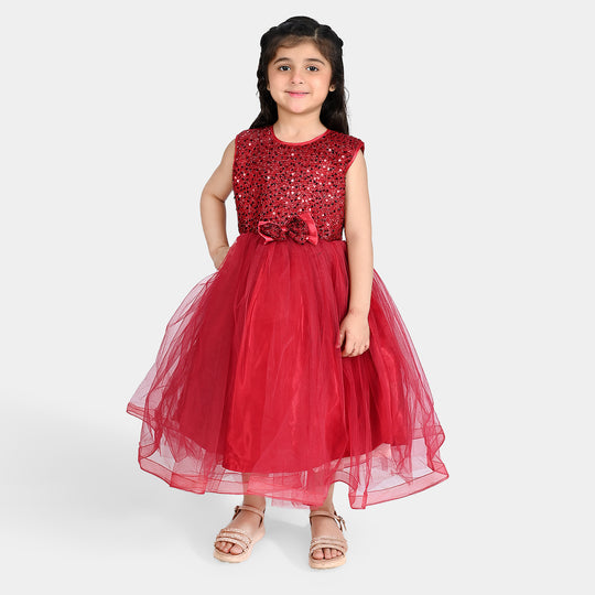 Girls Fancy Frock Glow-MAROON