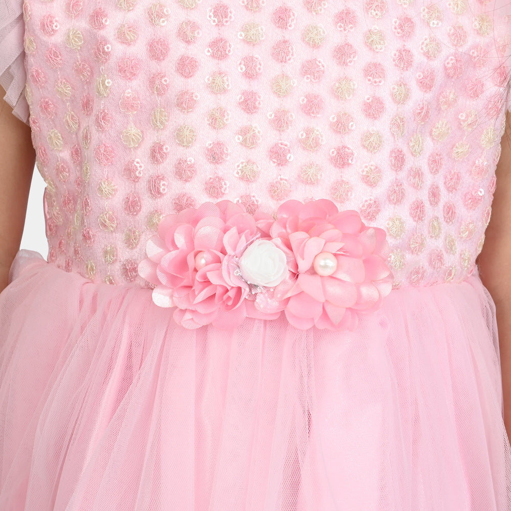 Girl Net Fancy Frock Dreamy-Pink