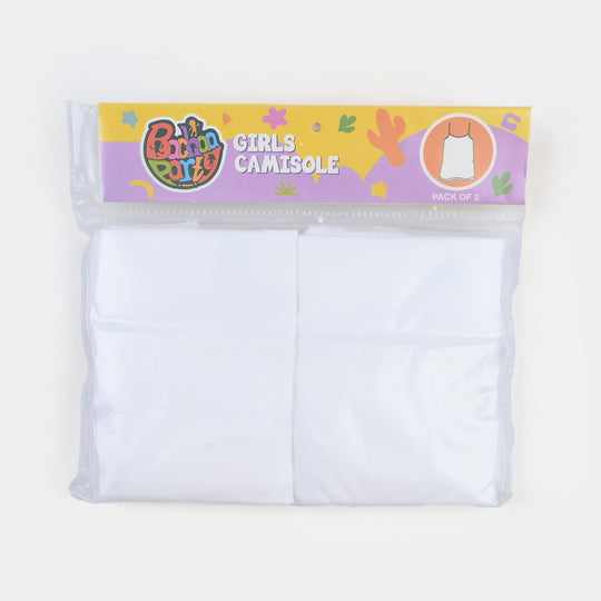Girls Cotton Jersey Cami Pack of 2 Basic- W-White