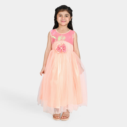 Girls Sequence Fancy Frock Gorgeous-Peach