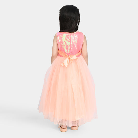 Girls Sequence Fancy Frock Gorgeous-Peach