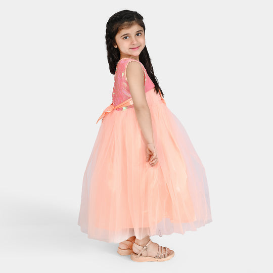 Girls Sequence Fancy Frock Gorgeous-Peach