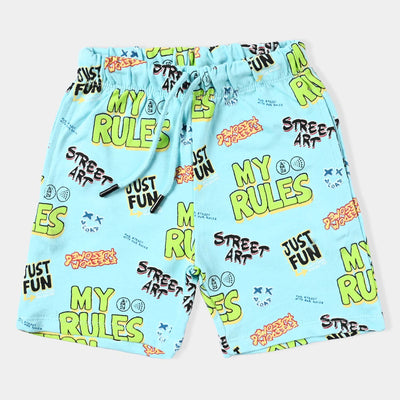 Boys Cotton Terry Short My Rules-T. Turquoise