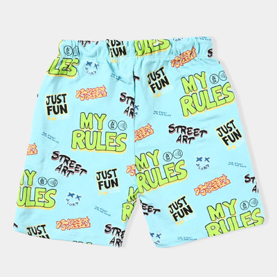 Boys Cotton Terry Short My Rules-T. Turquoise