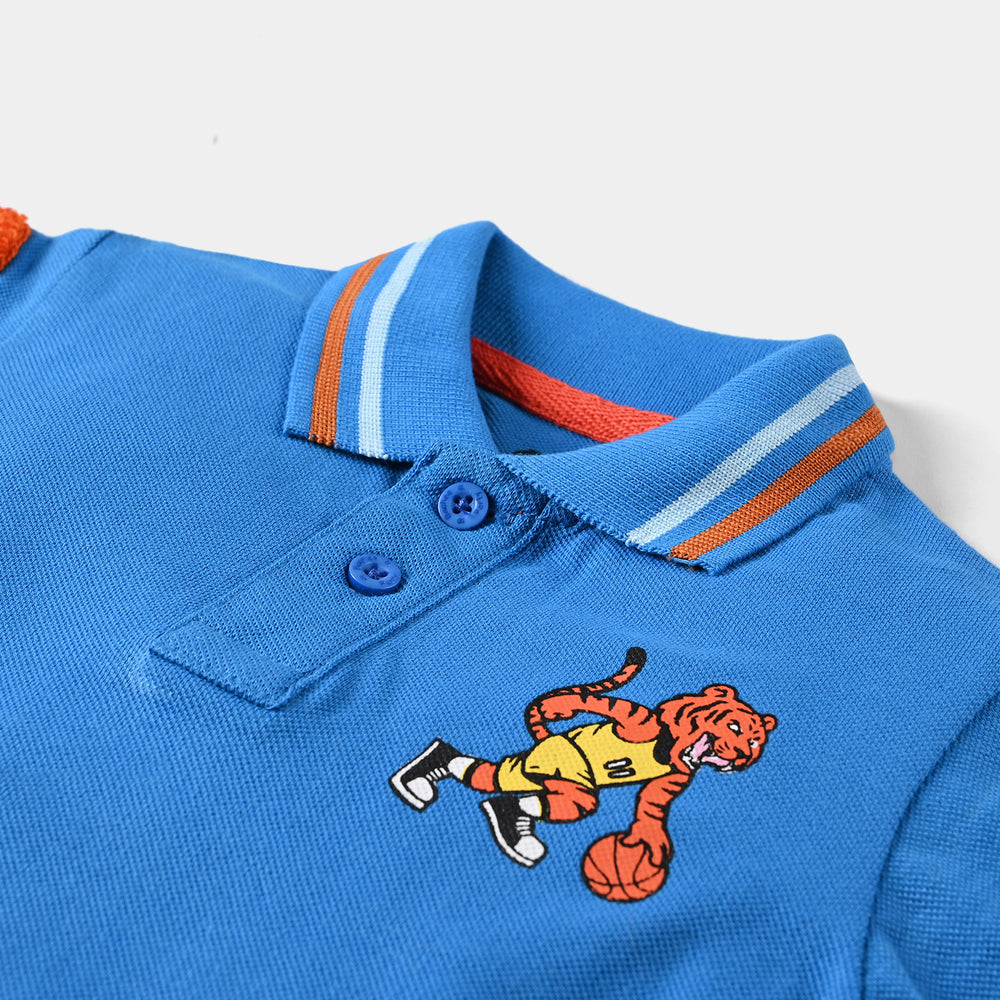 Infant Boys Cotton PK Polo T-shirt Tiger-B. Blue